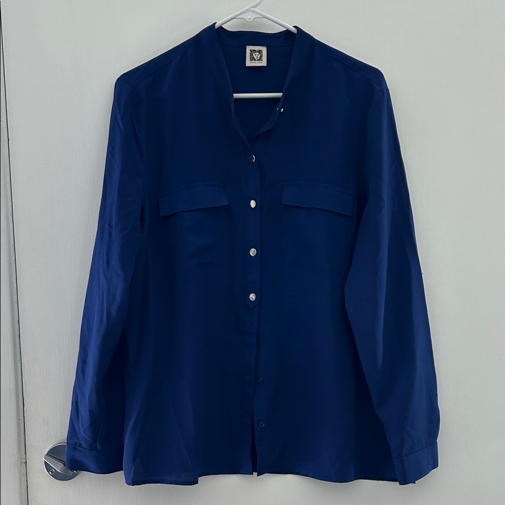 Anne Klein Cobalt Blue Blouse with Button Detail